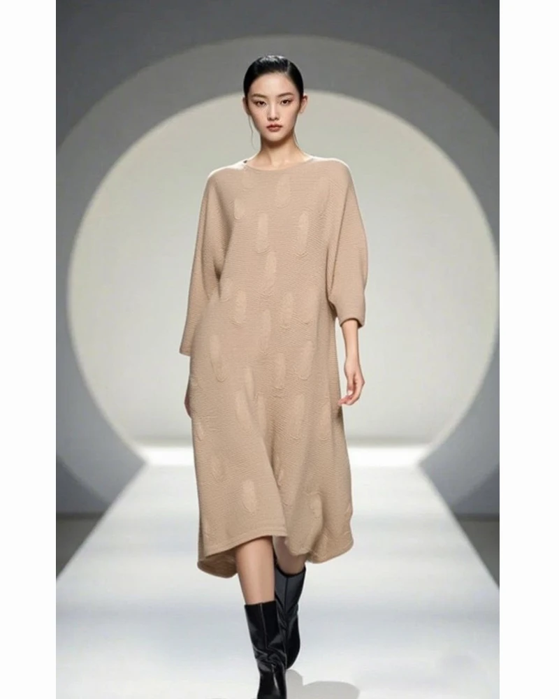 圆领秋冬长袖连衣裙时尚长裙  MB191Q772