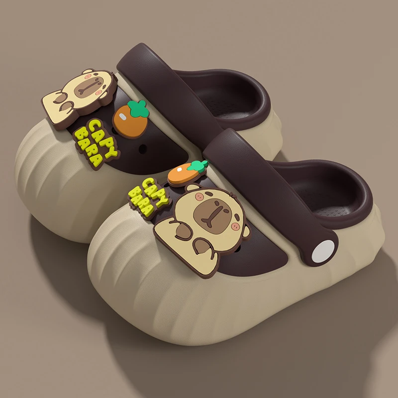卡通趣味卡皮巴拉水豚儿童洞洞鞋防滑外穿夏季男童女童凉拖鞋包头