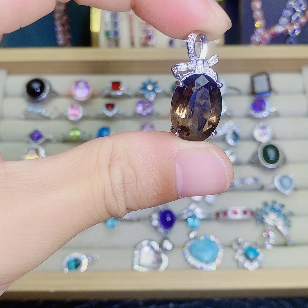 吊坠(不含链)银S925镶嵌水晶