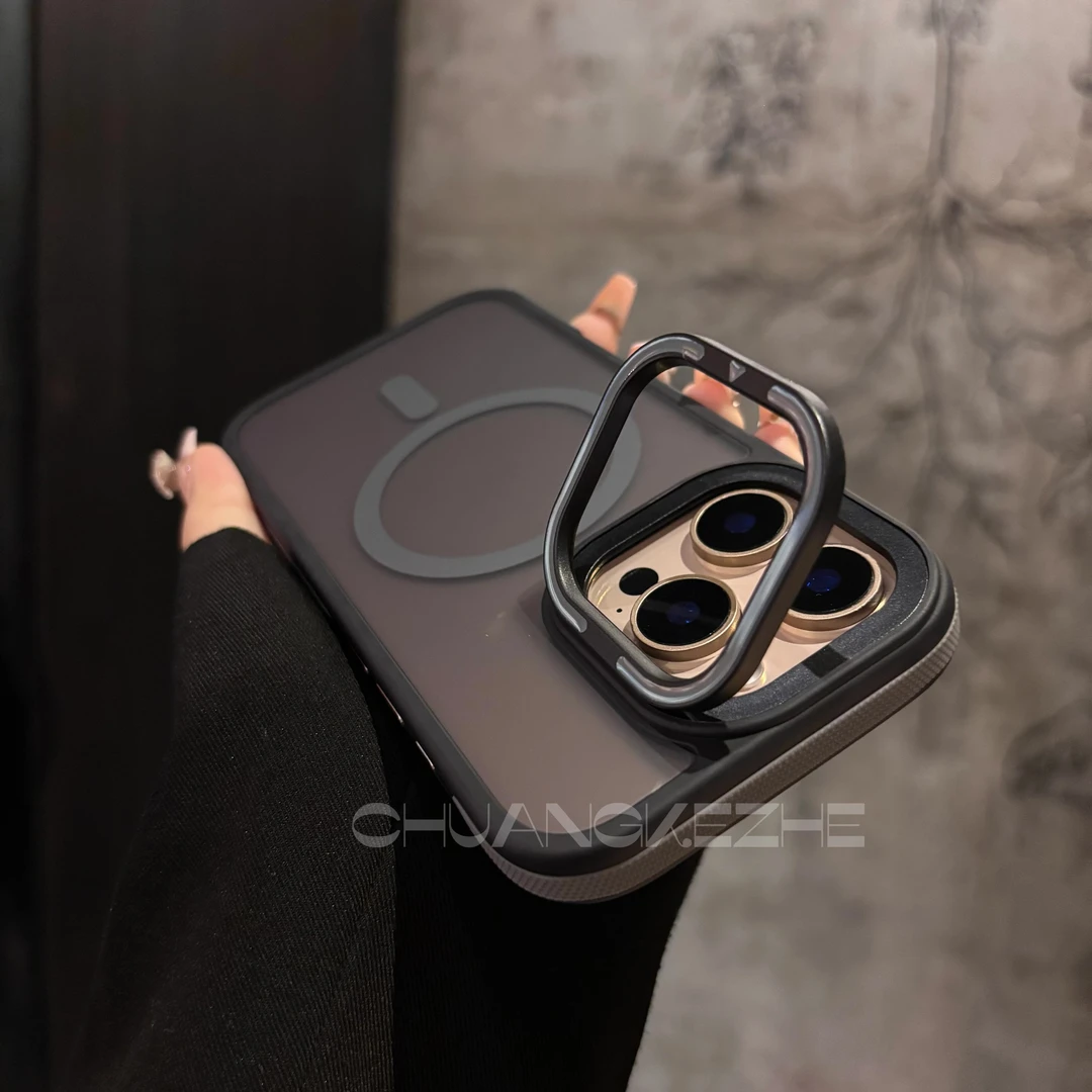 创壳者适用苹果16promax磨砂肤感磁吸镜头支架iPhone15/14手机壳