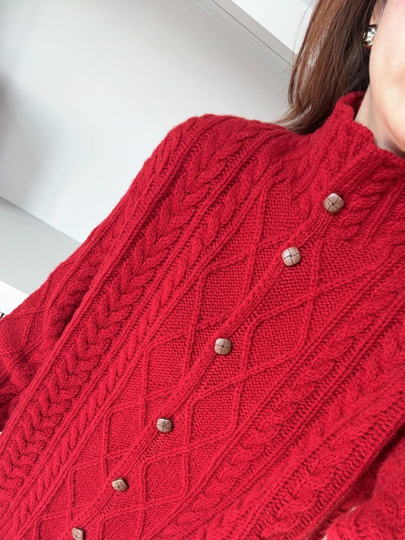 【红运当头】定制全毛加厚开衫木质扣简约百搭保暖毛衣女B3781
