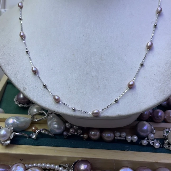 淡水珍珠颈饰银S925镶嵌