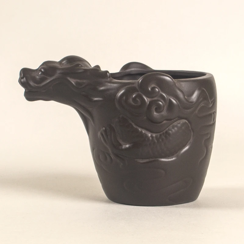 复古风大气270ml紫砂公道杯家用功夫茶具分茶杯大号茶海浮雕茶杯