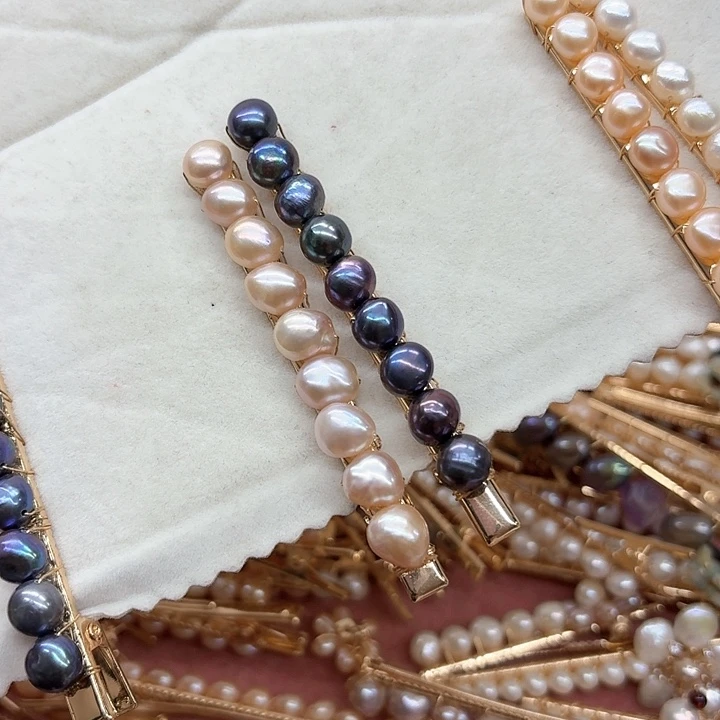 淡水珍珠发饰银S925镶嵌