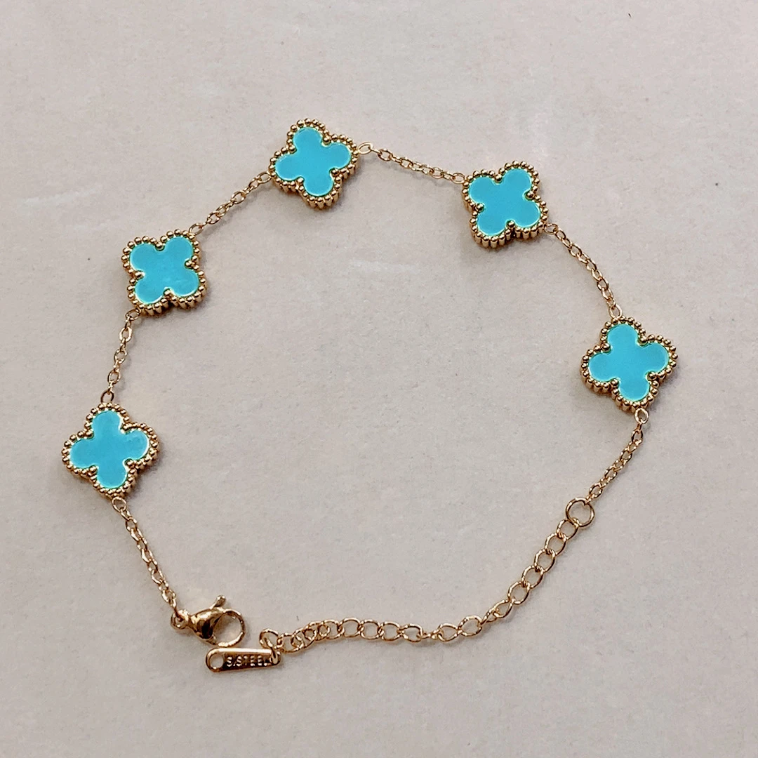 钛钢手链 四叶草五花手链16-20当季爆款时尚百搭双面简约小众饰品