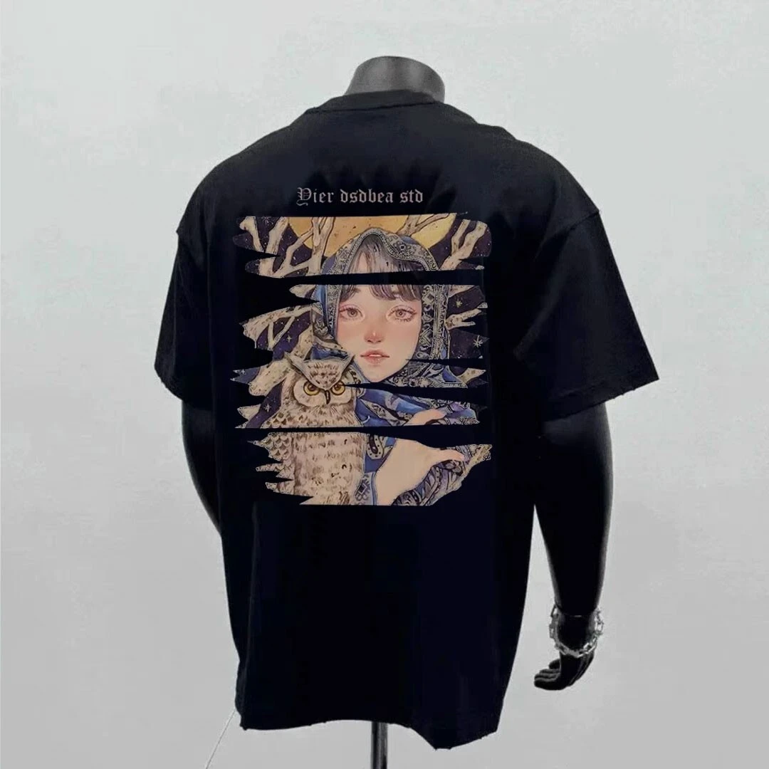 迪柯登重磅纯棉潮牌美式痞帅T恤潮流个性印花男夏季圆领宽松秀禾