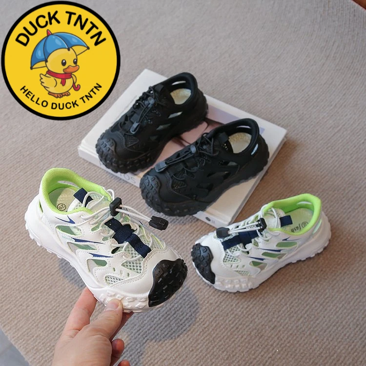 小黄鸭正品儿童运动网鞋2025夏季男童单网运动凉鞋女童小童防滑跑