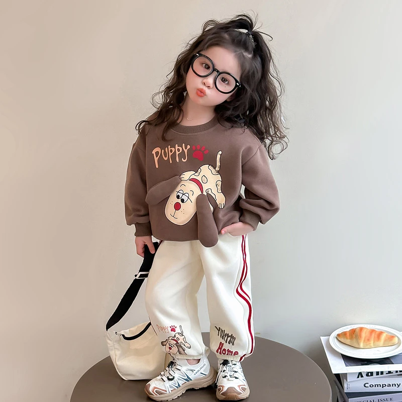 【25秋季上新】女童立体小狗套装时尚卫衣套装可爱休闲韩版两件套