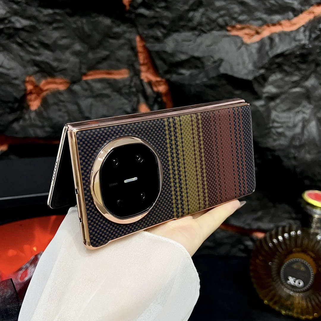 凯夫拉纹碳纤纹适用华为matex6手机壳新款折叠屏matex5保护壳男女
