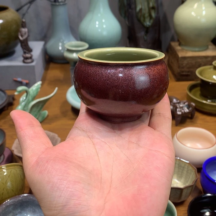 龙泉青瓷手工双釉结合风水缸