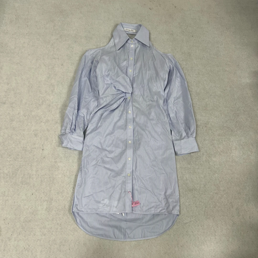 95新 DIOR/迪奥 Dior 露背条纹衬衫裙