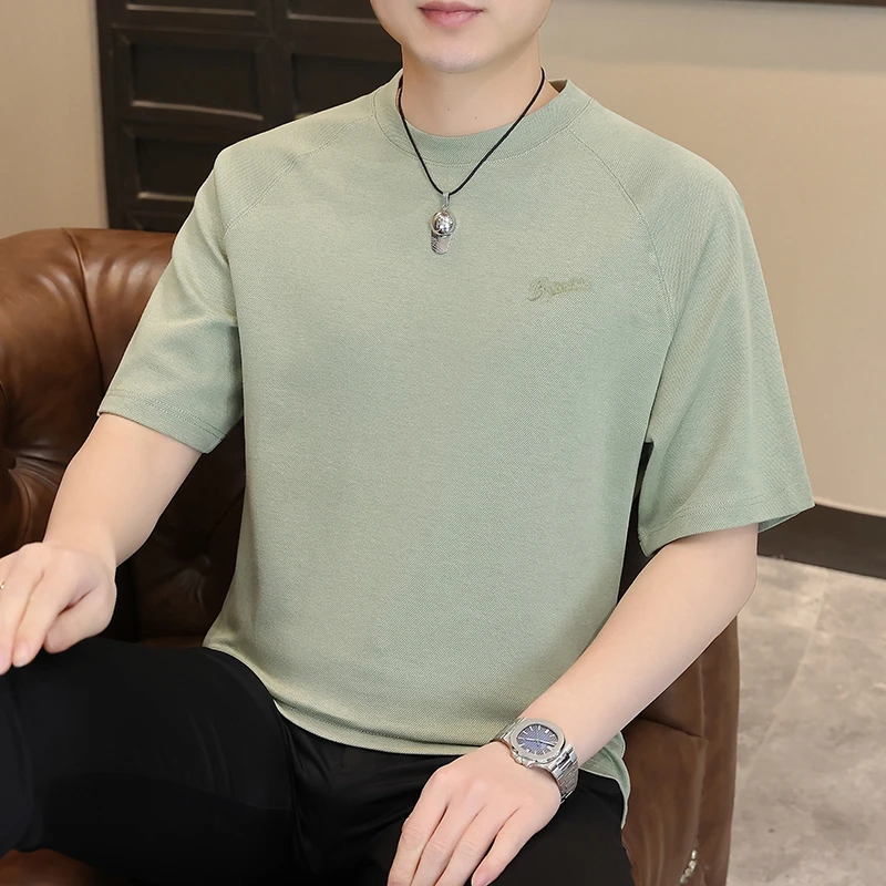 棉! 超舒服! 男士B夏季短袖圆领新款纯色休闲简约爆款高级男装