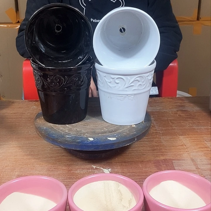 陶瓷微瑕花盆-006两黑两白