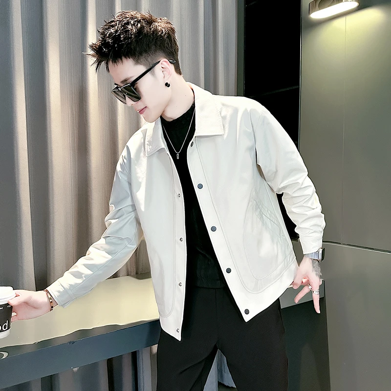 外套男款春秋季2025新款爆款潮牌男装外衣高级感痞帅翻领短款夹克