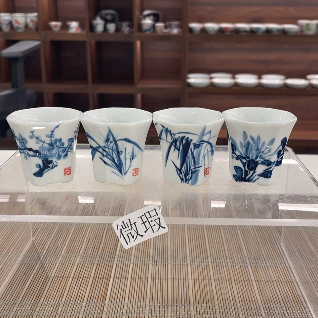 釉下手绘茶具微瑕