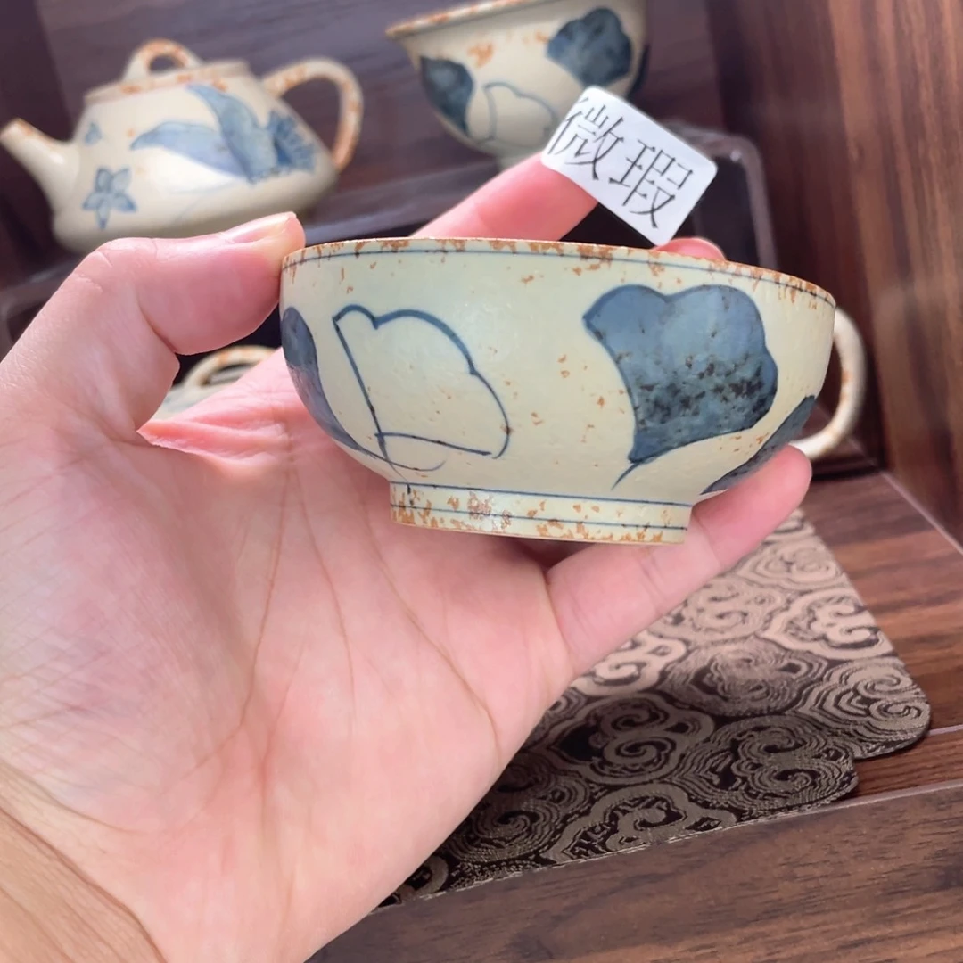 釉下手绘茶具微瑕