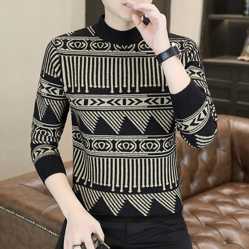 高品质不起球毛衣男士秋冬新款保暖针织衫百搭潮流帅男休闲打底衫