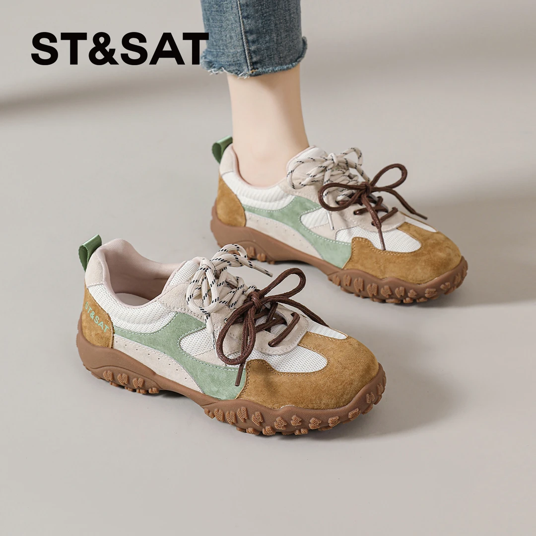 星期六德训鞋女2025秋季新款复古板鞋户外徒步登山鞋厚底休闲女鞋