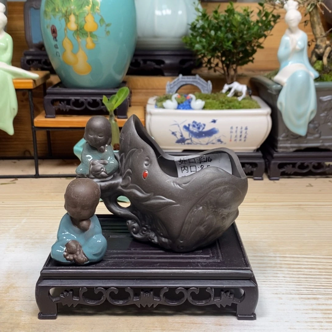 紫砂陶瓷艺术花盆陶瓷