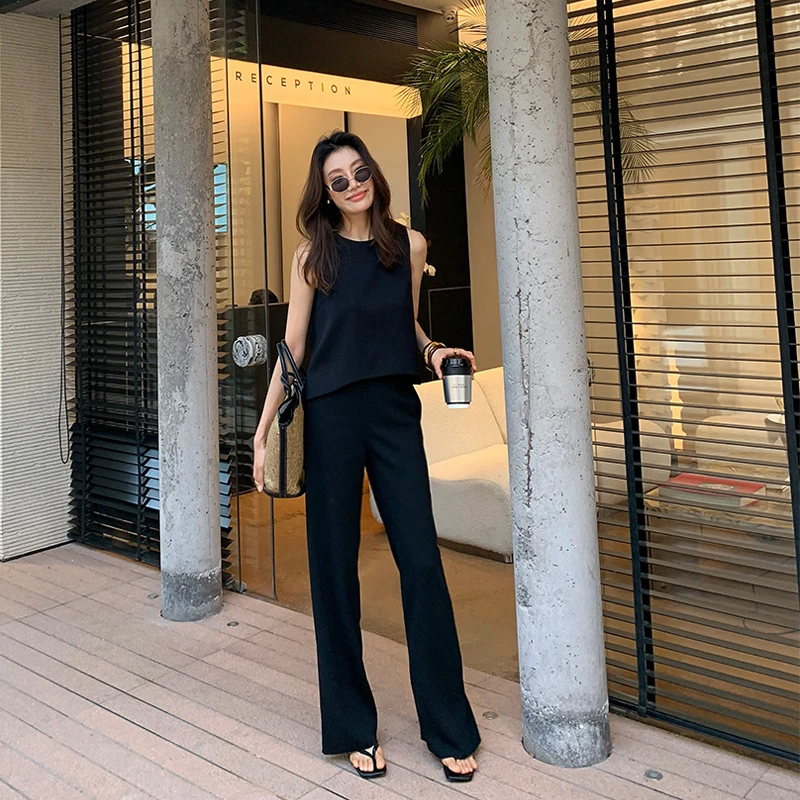 【ALONE SAVOR】龍喜儿 呼吸感 深黑垂感阔腿西装裤休闲裤 Z206