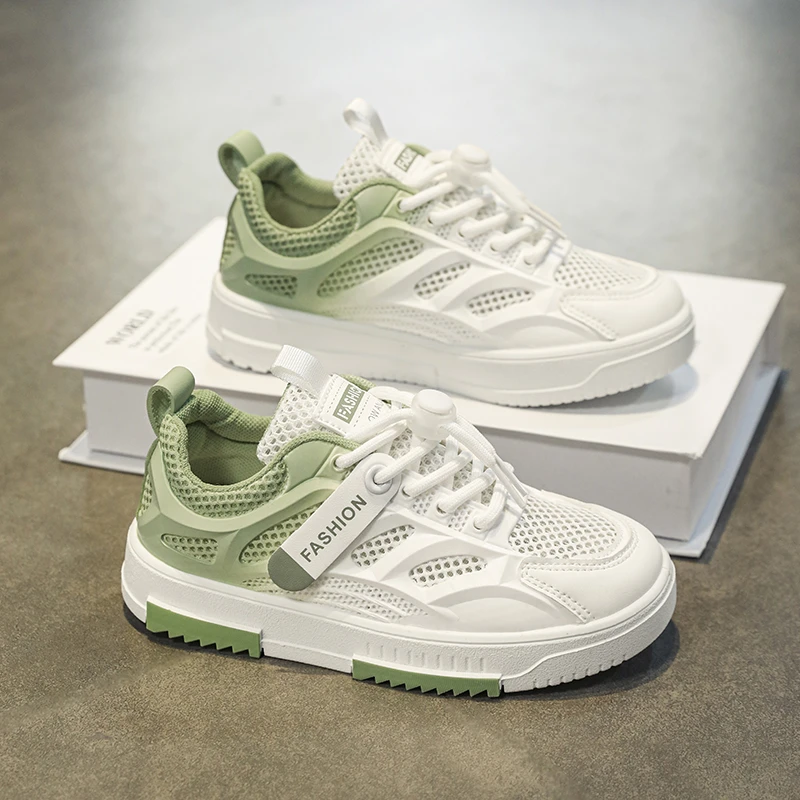 男童鞋夏季2025新款儿童透气网面运动鞋中大童学生休闲板鞋小白鞋