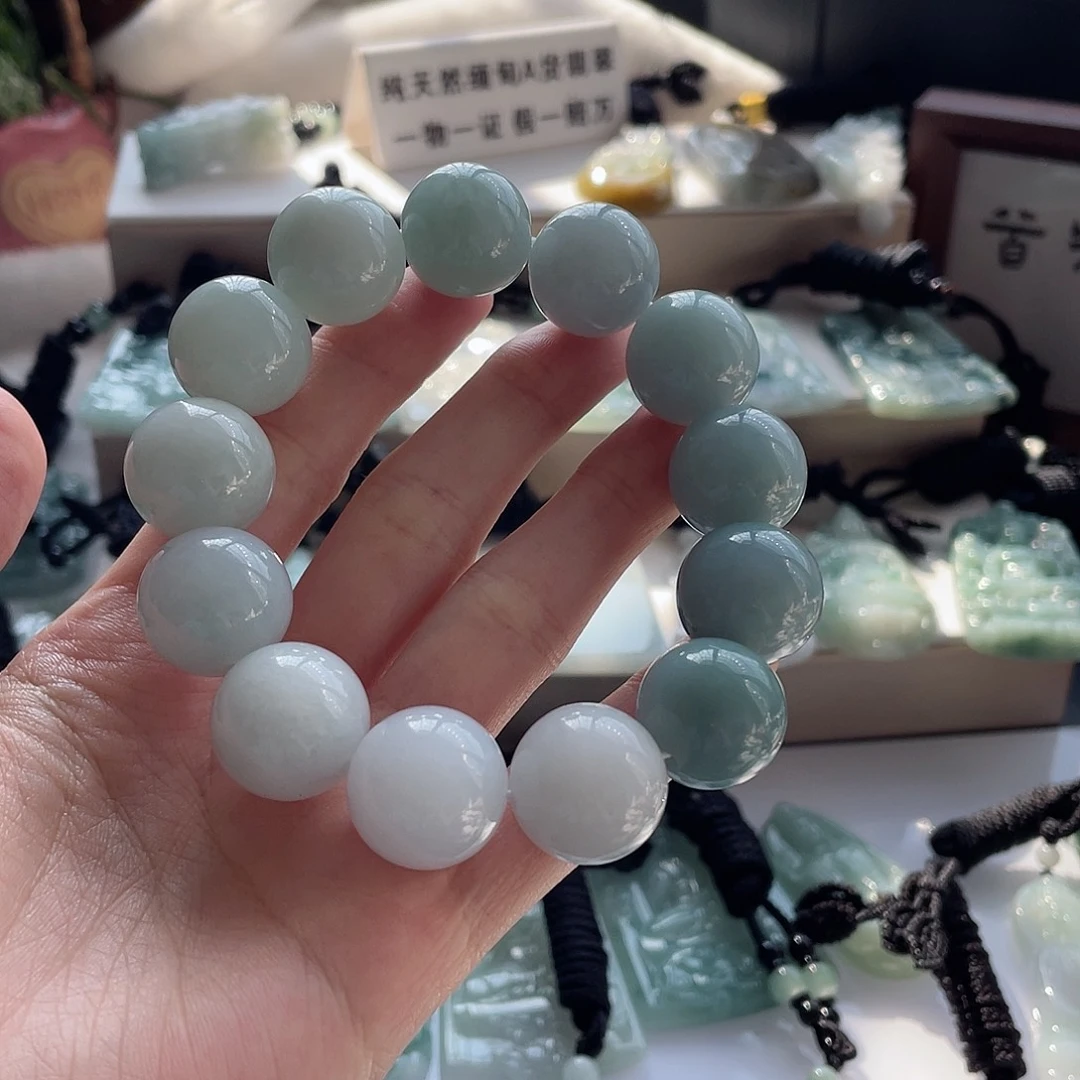 ༺***༻翡翠未镶嵌颈饰卡18手串