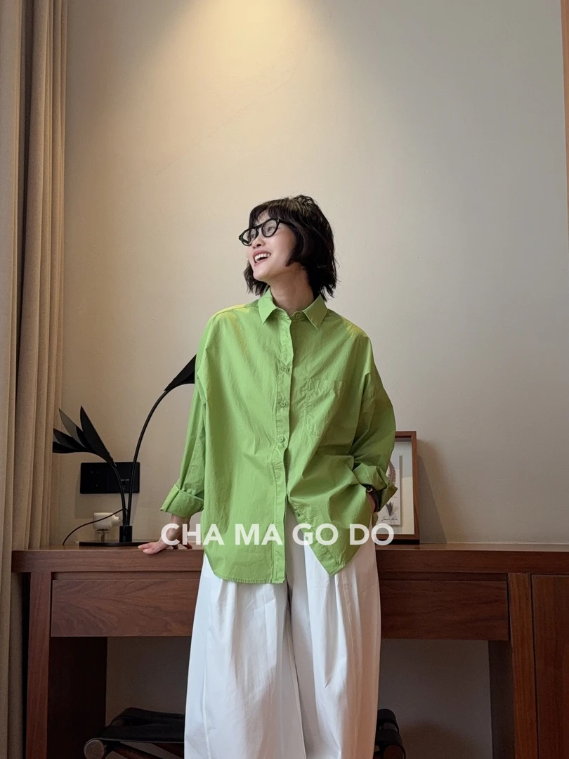 CHA MA GO DO【上新季】08606|休闲龟背衬衣简约纯色衬衫