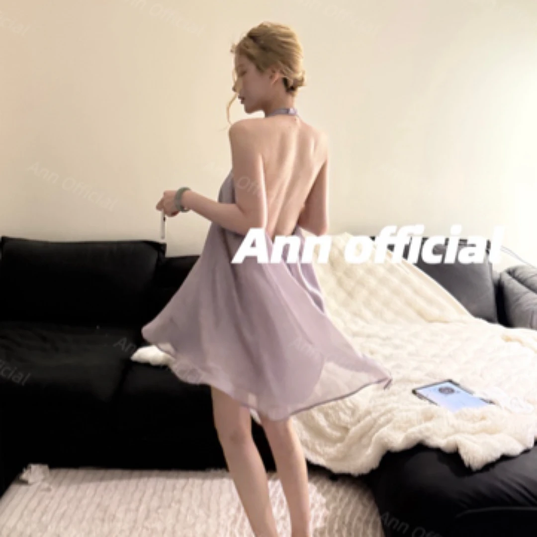 Annofficial安佳玉子旖旎挂脖连衣裙