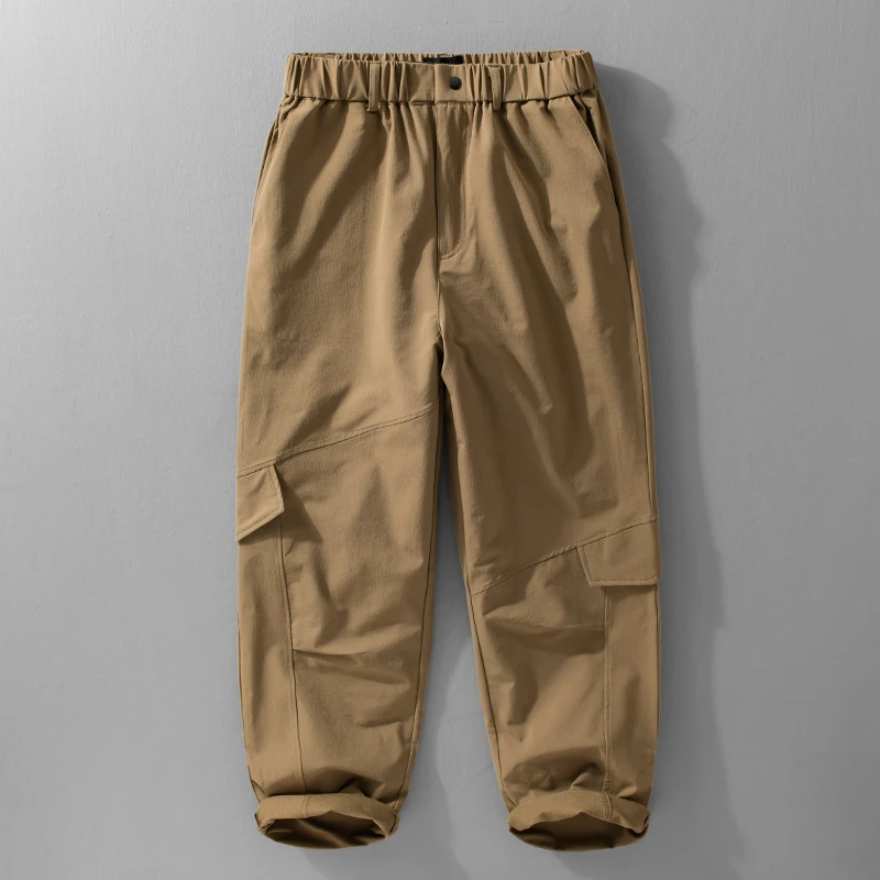 K211春夏男士户外休闲长裤宽松美式潮流直筒男裤松紧带百搭休闲裤