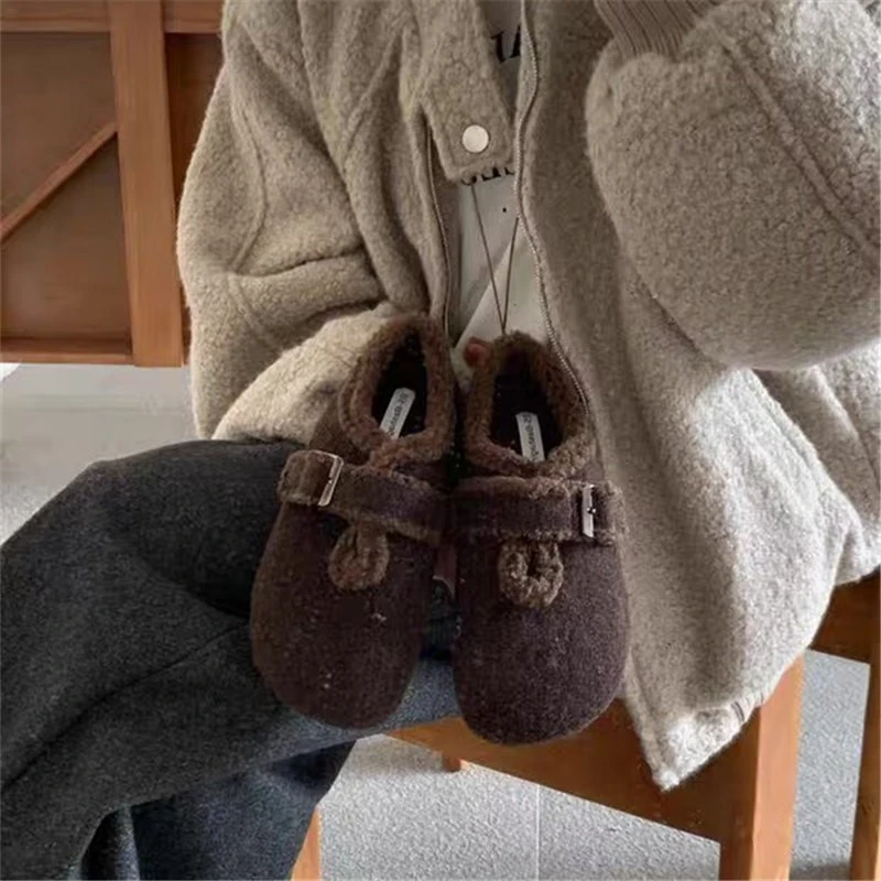 厚底内增高毛呢加绒勃肯鞋女2025冬季新款保暖棉鞋爆款舒适毛毛鞋