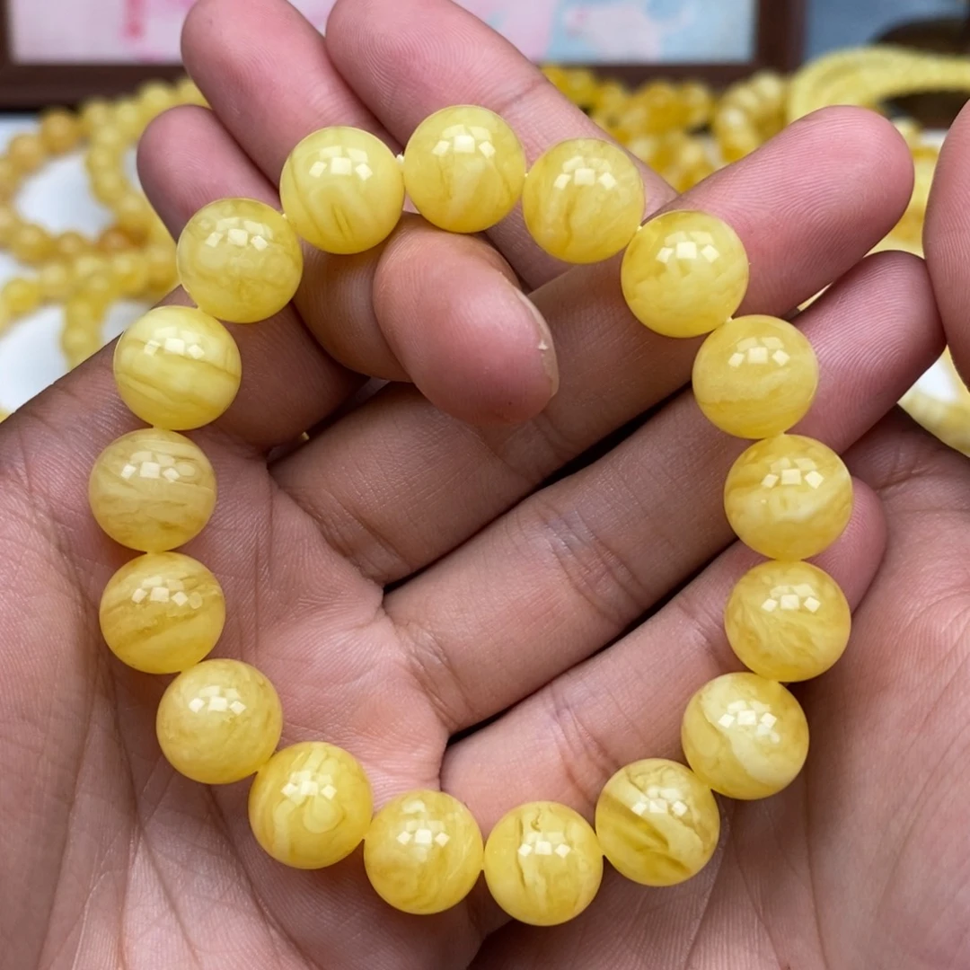 琥珀未镶嵌珠宝奇石12尺寸俄料圆珠手串