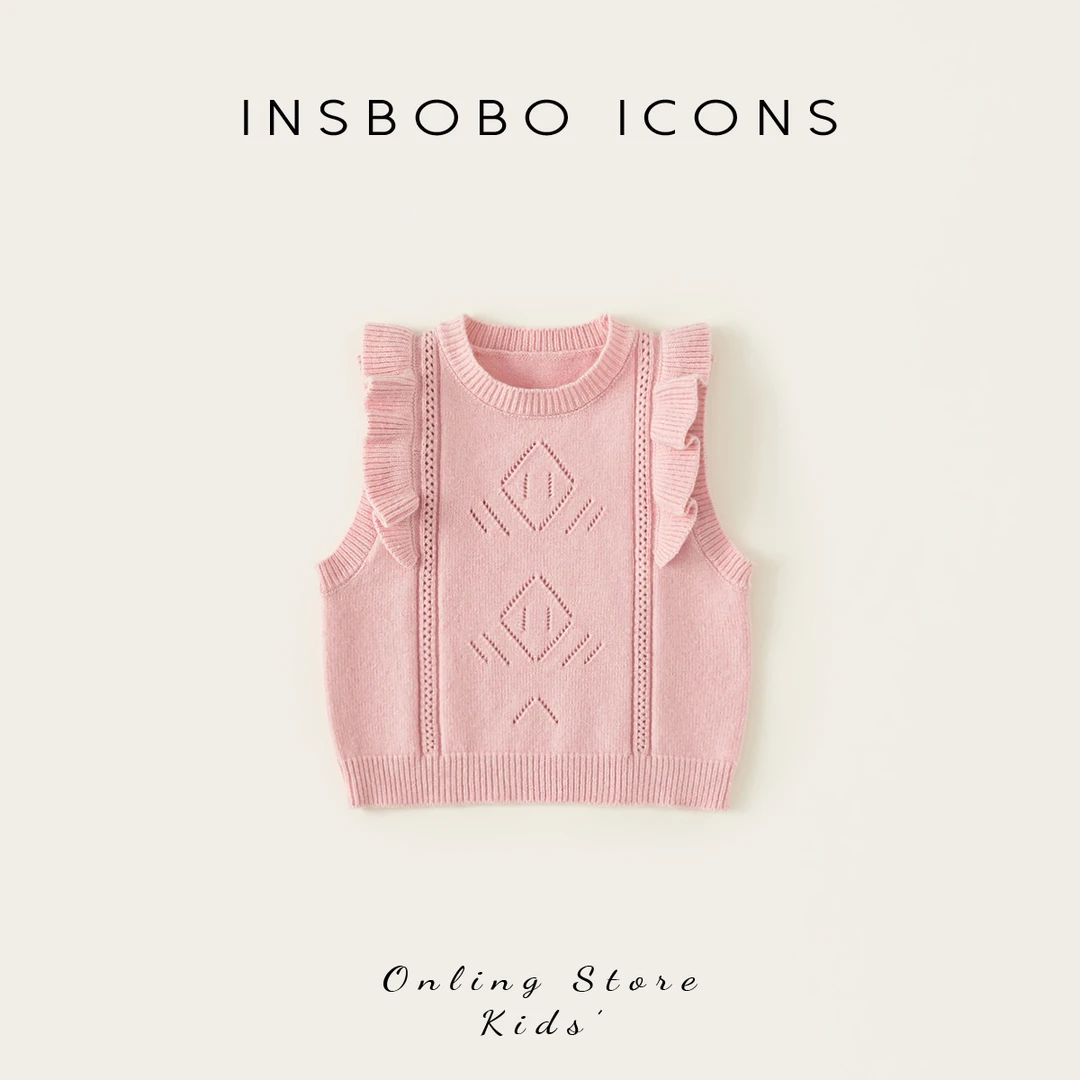 INSbobo儿童针织马甲春季新品无袖上衣时尚洋气毛衣马甲CY25094
