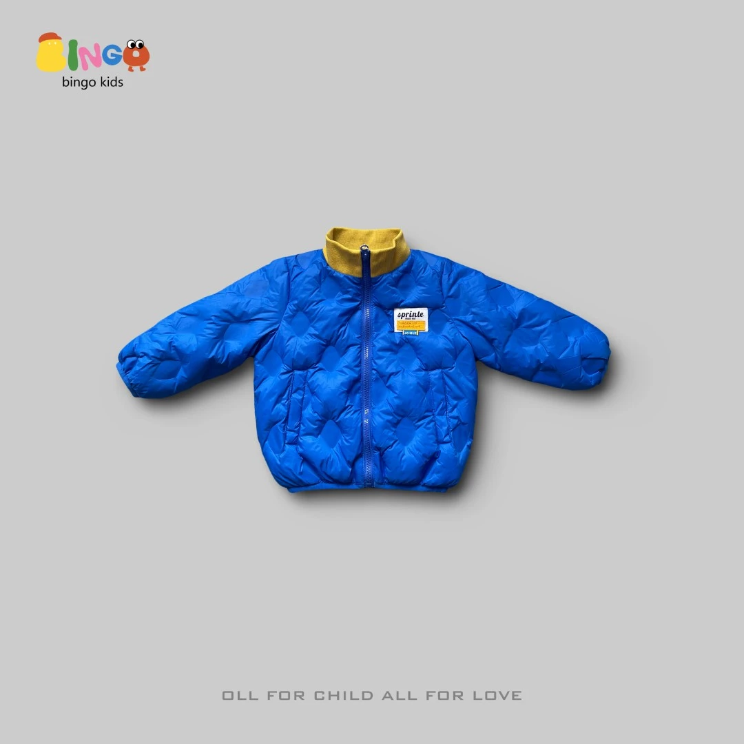 冬季儿童拼接螺纹领韩系贴标超轻羽绒服6140