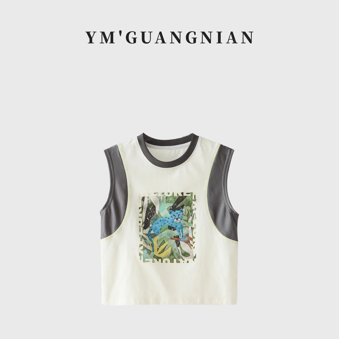 【幼棉光年】夏季男童无袖卡通运动印花背心1221082
