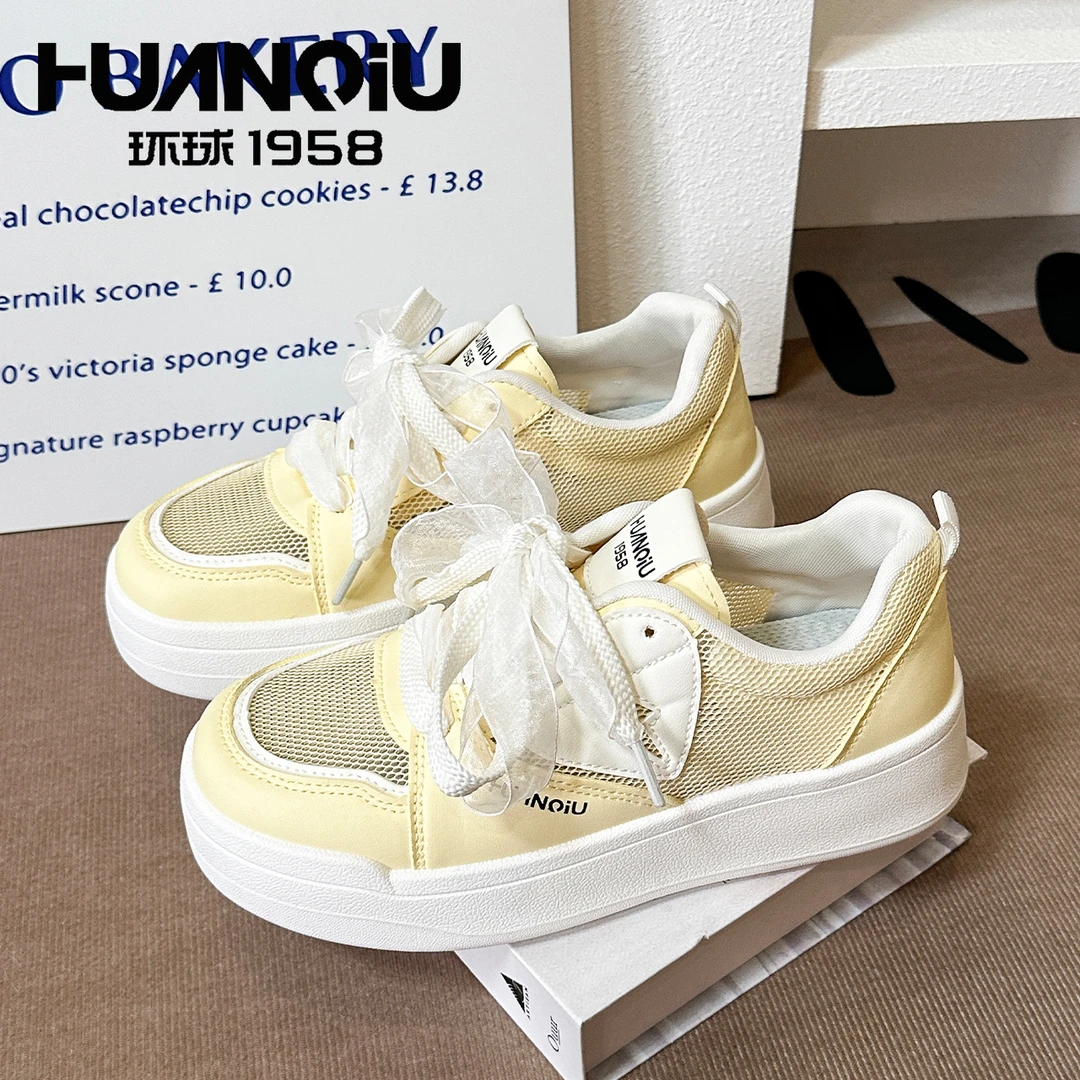 厚底板鞋女2025夏季新款网面透气小众女鞋欧若风百搭休闲学生板鞋