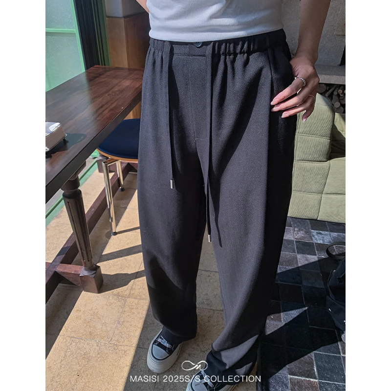 【宠粉回馈】马西西大码女装春季微胖mm 亚麻松弛感松紧抽绳阔腿裤