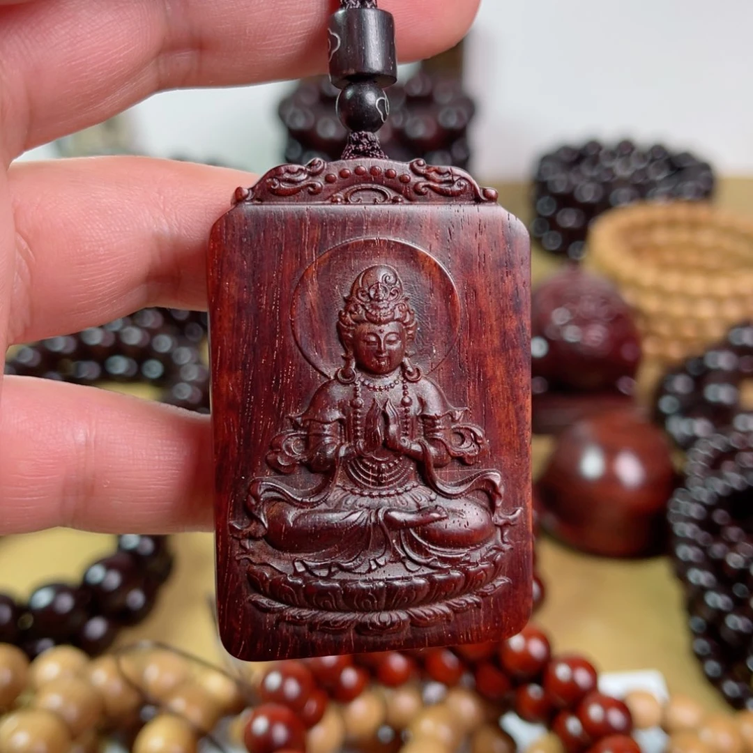 吊坠小叶紫檀461观音佛牌满金星
