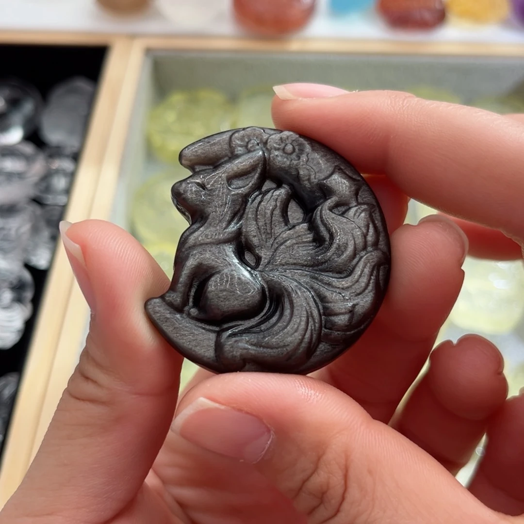 水晶颈饰银S925镶嵌壹*三银耀月亮狐71