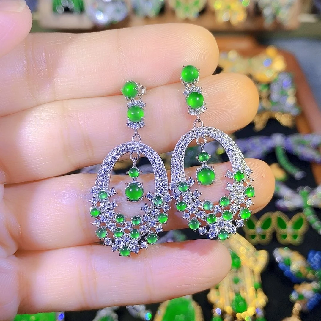 吊坠(不含链)银S925镶嵌翡翠