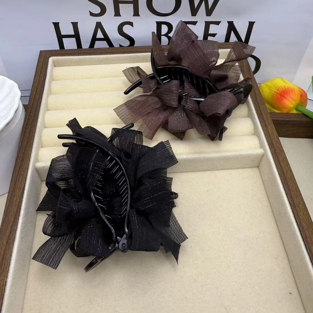 诗泊雅时尚优雅气质半扎全扎蝴蝶结抓夹丸子头