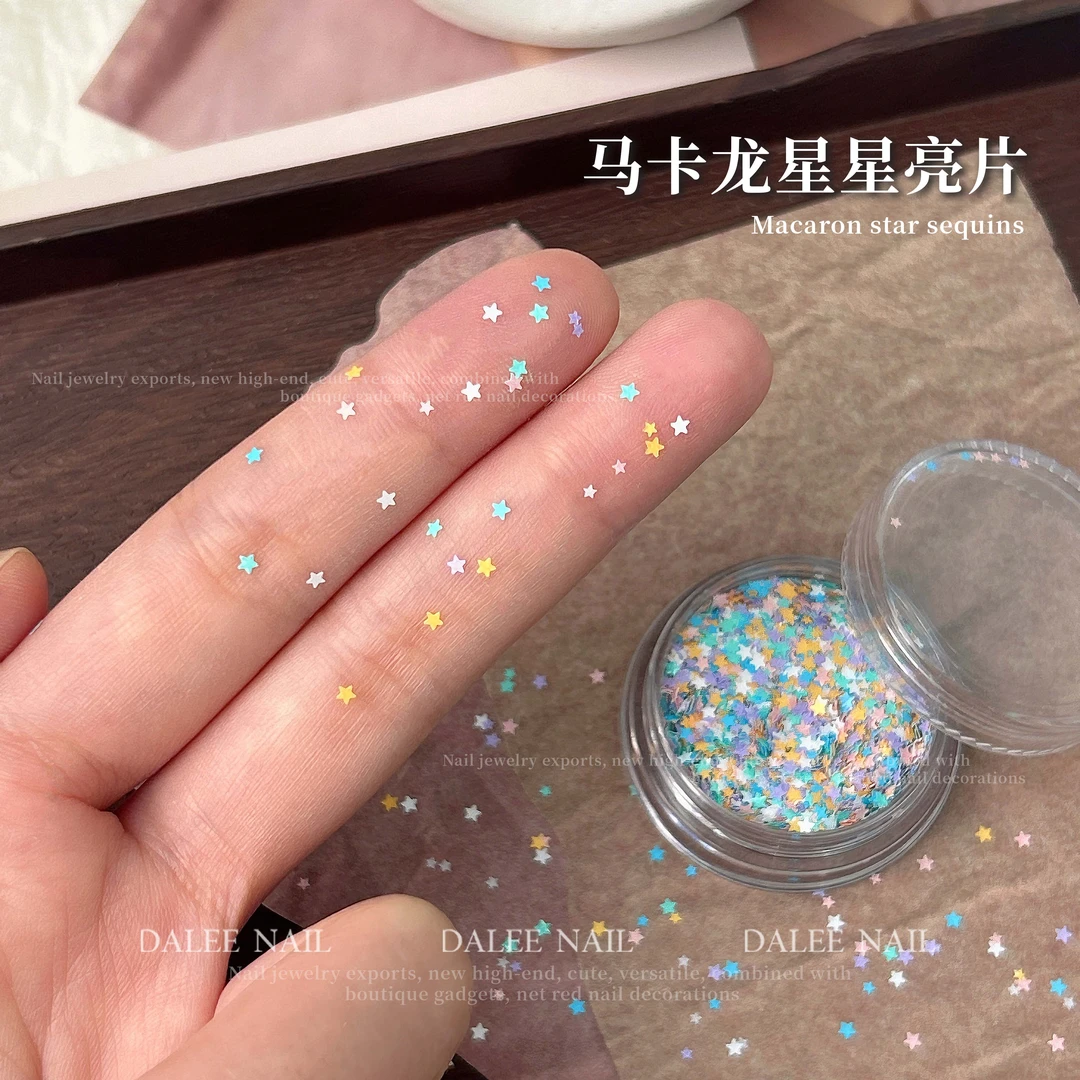 美甲迷你亮片马卡龙星星亮片ins素材彩色超薄五角星指甲星星闪片