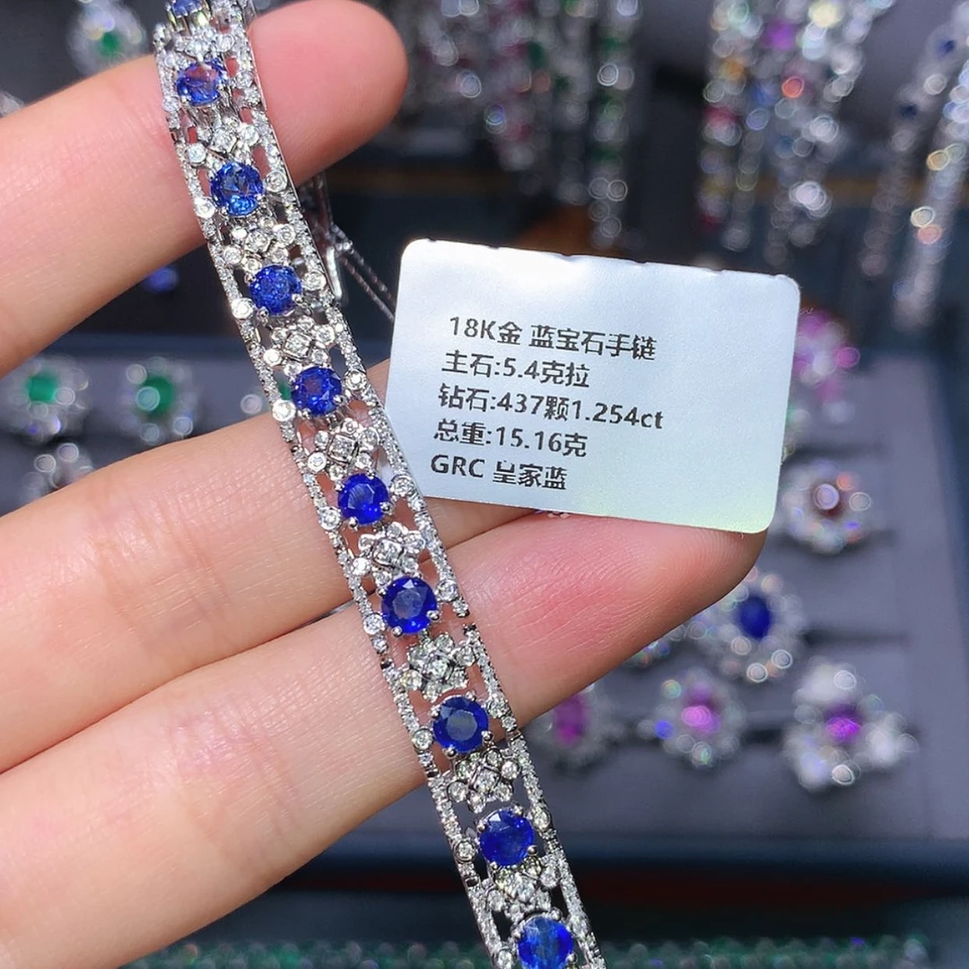 【闪购商品】蓝宝石手链18K金镶嵌