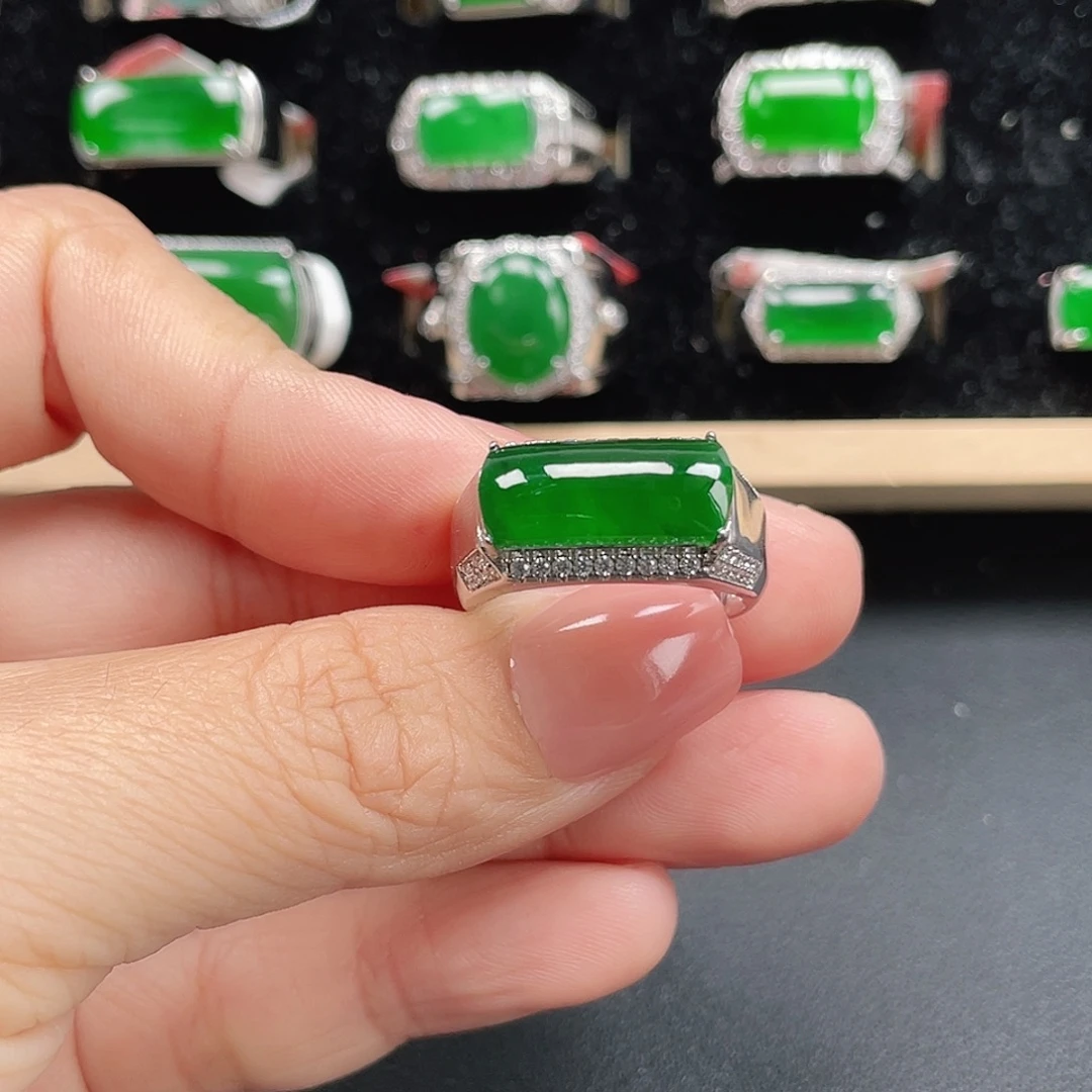 翡翠银S925镶嵌戒指编号3054没运费险