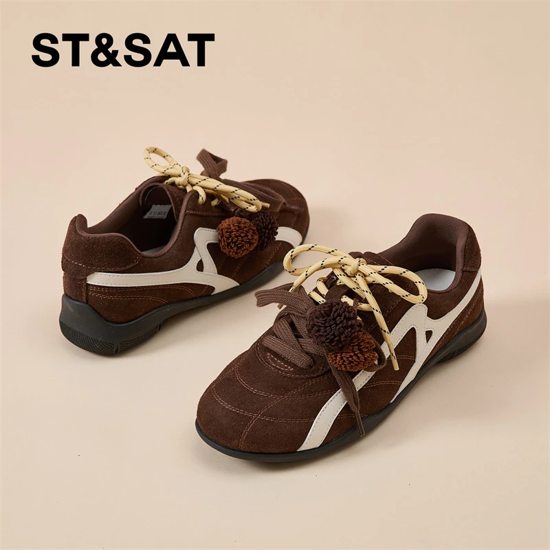 星期六内增高休闲鞋女2025新款秋季松果德训鞋软底轻便阿甘运动鞋