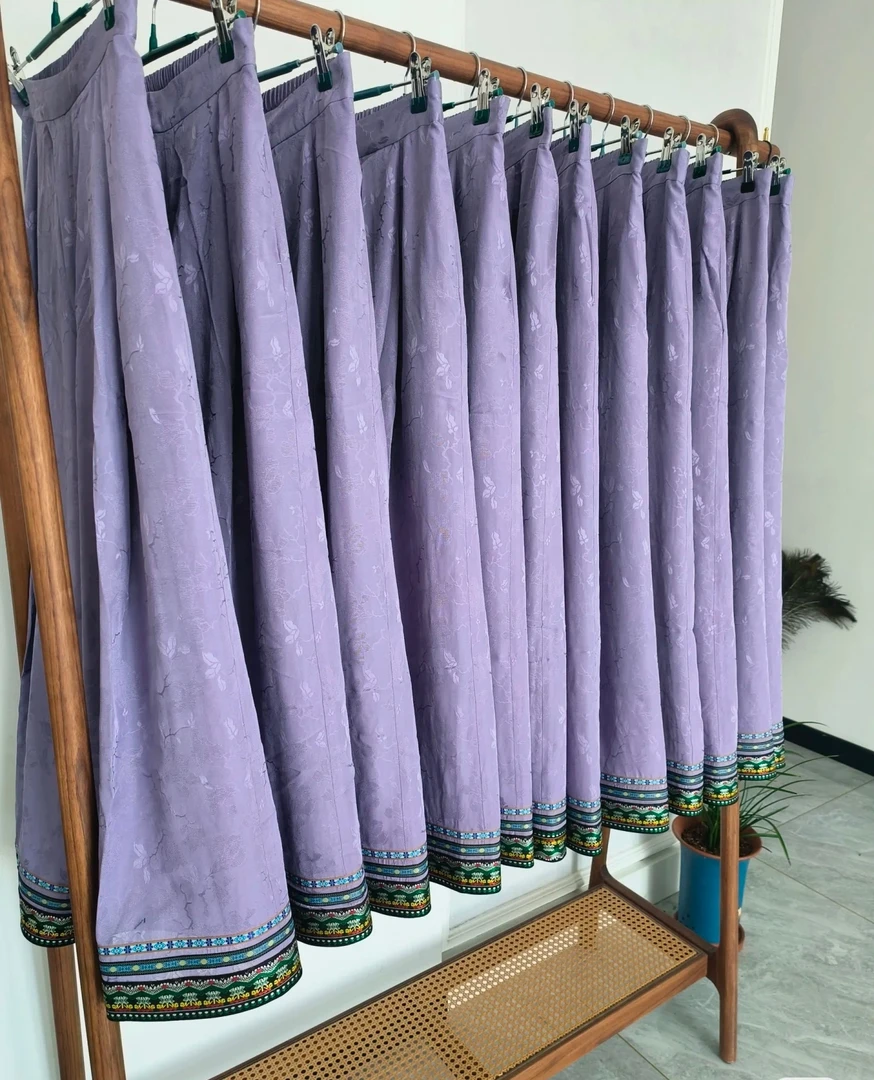 【月边娇】葳蕤中国风中式服装紫色长裤（裤长95，腰围66-84）