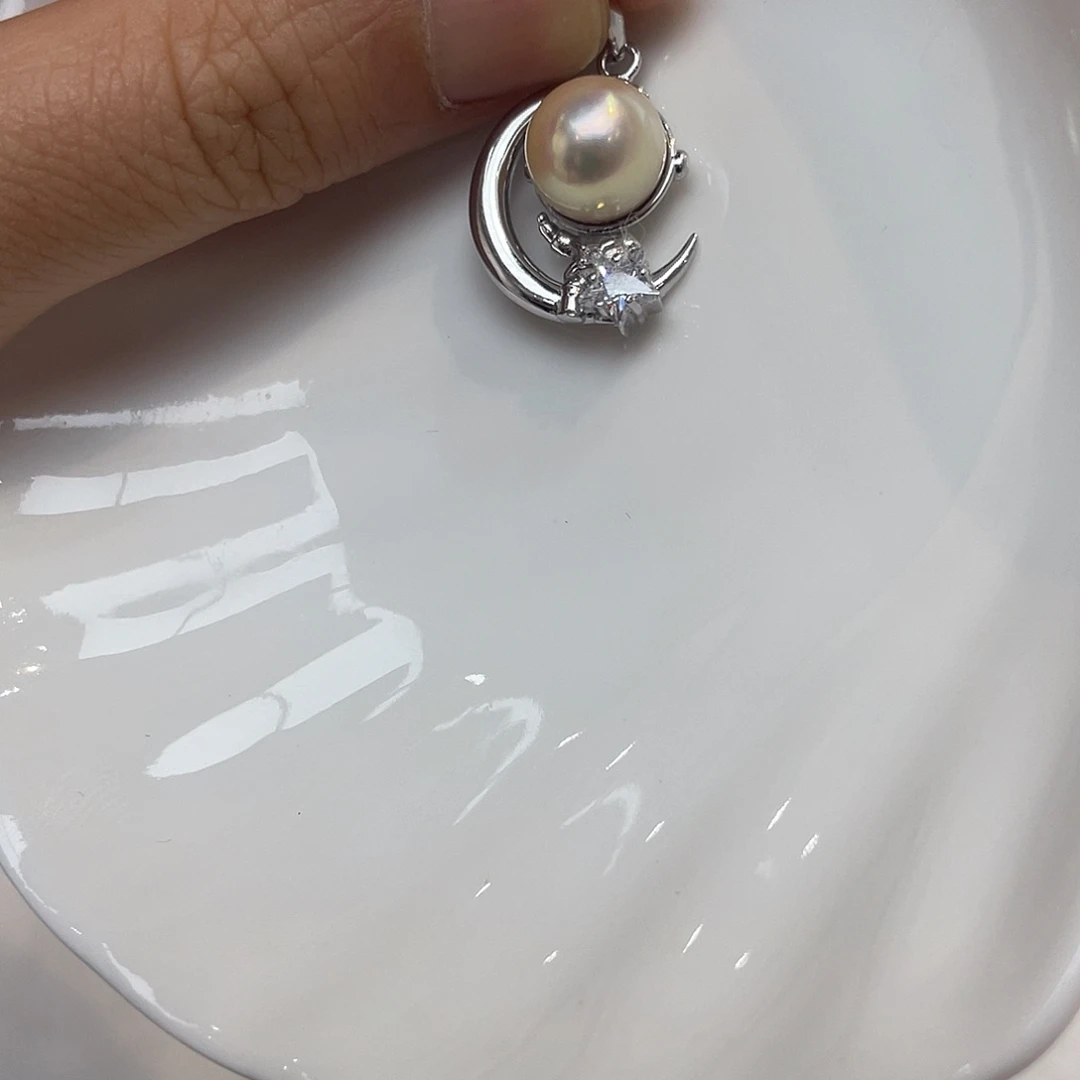 吊坠(不含链)银S925镶嵌海水珍珠