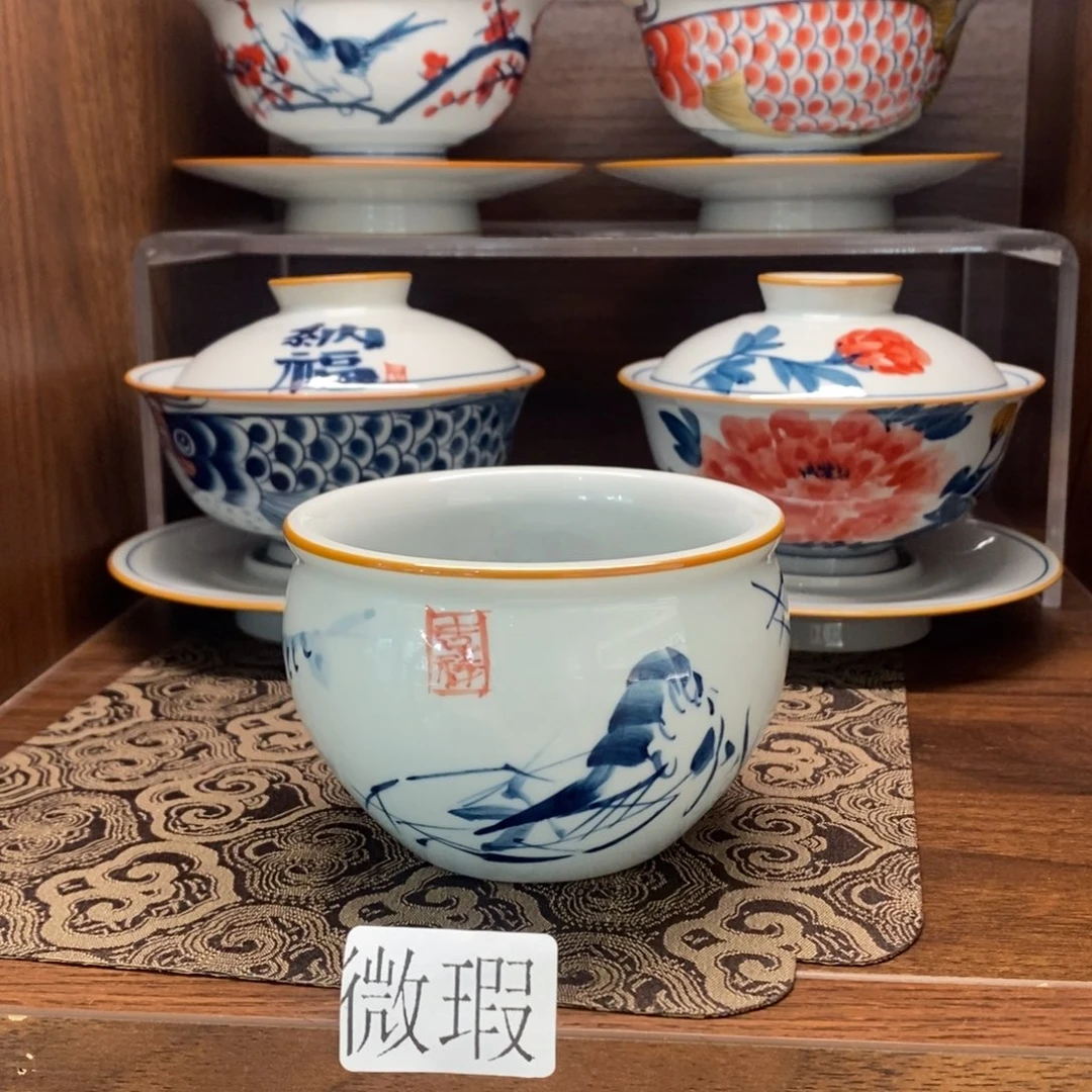 釉下彩老陶泥手工绘制