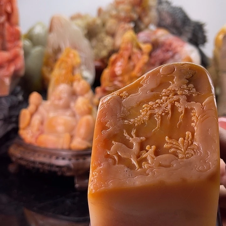 用***7寿山石碌碌高升摆件