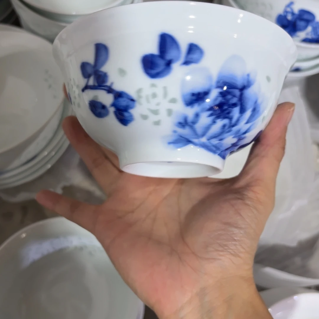 玉瓷景德镇陶米饭碗两只微瑕