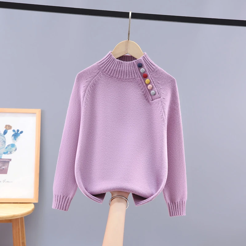女童学生毛衣新款秋冬装儿童洋气高领针织线衫中大童打底衣服加厚